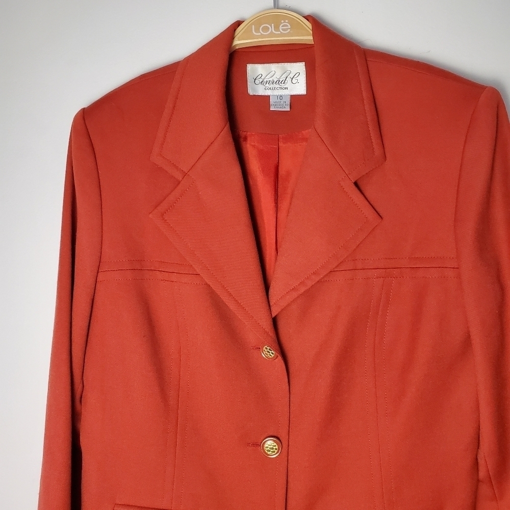 Vintage Conrad C Wool Orange Blazer and Pencil Skirt Set - Picture 14 of 15